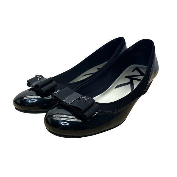 Anne Klein Sport Women’s Black Patent Leather Bow Slip-On Wedge Pumps Size 8.5M - Picture 3 of 10
